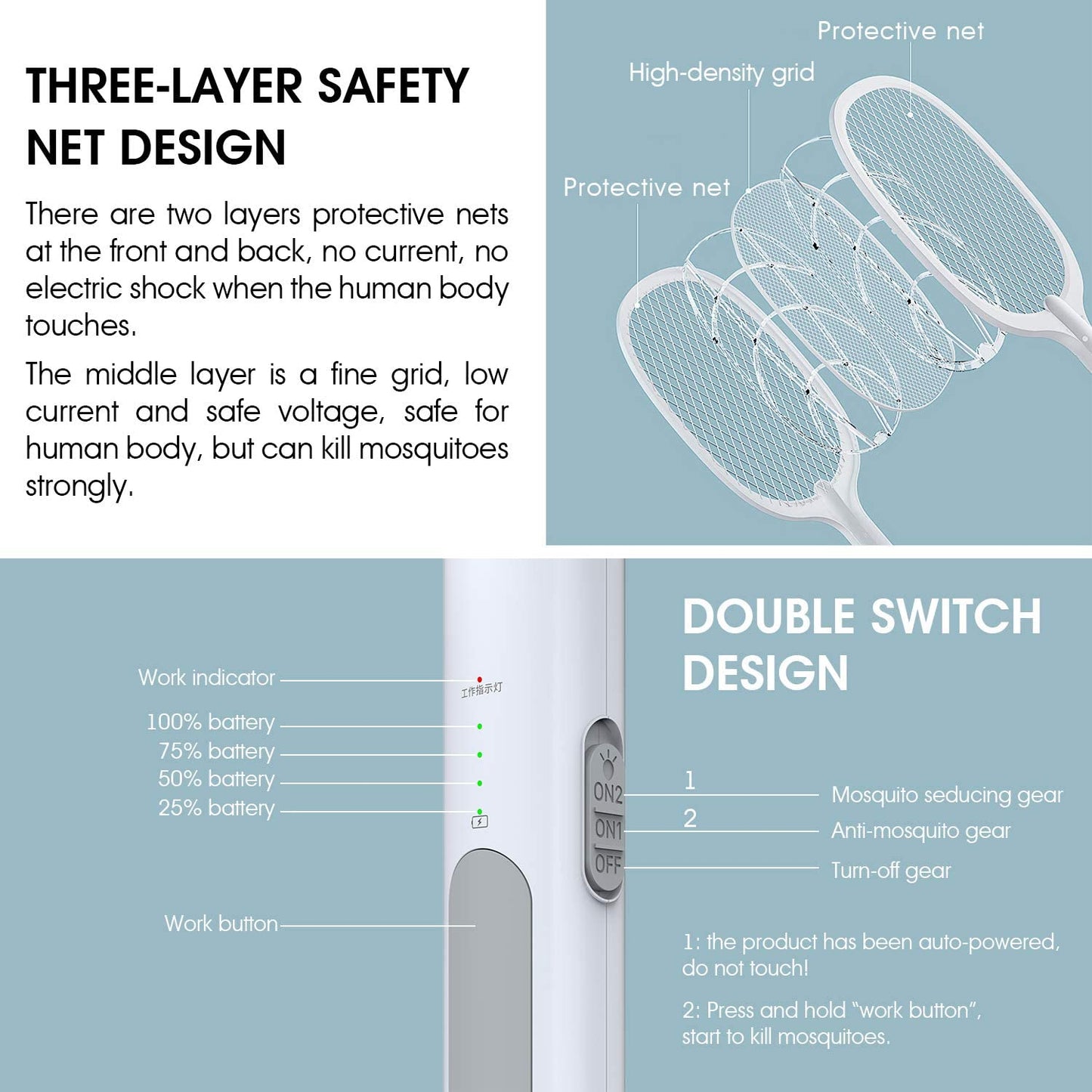 2 in 1 Rechargeable Electric Fly Swatter