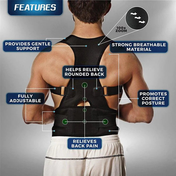 ADJUSTABLE POSTURE CORRECTOR WITH MAGNETIC THERAPY FOR NECK & BACK