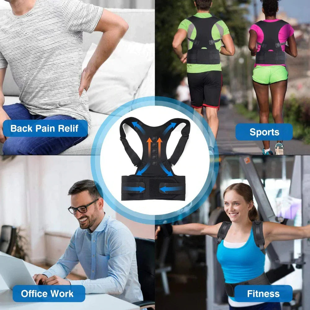 ADJUSTABLE POSTURE CORRECTOR WITH MAGNETIC THERAPY FOR NECK & BACK